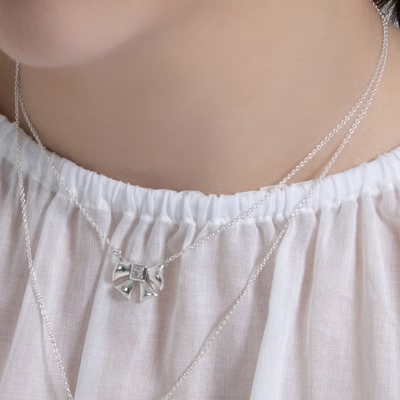 haime witty ribbon necklace (3mm cubic)