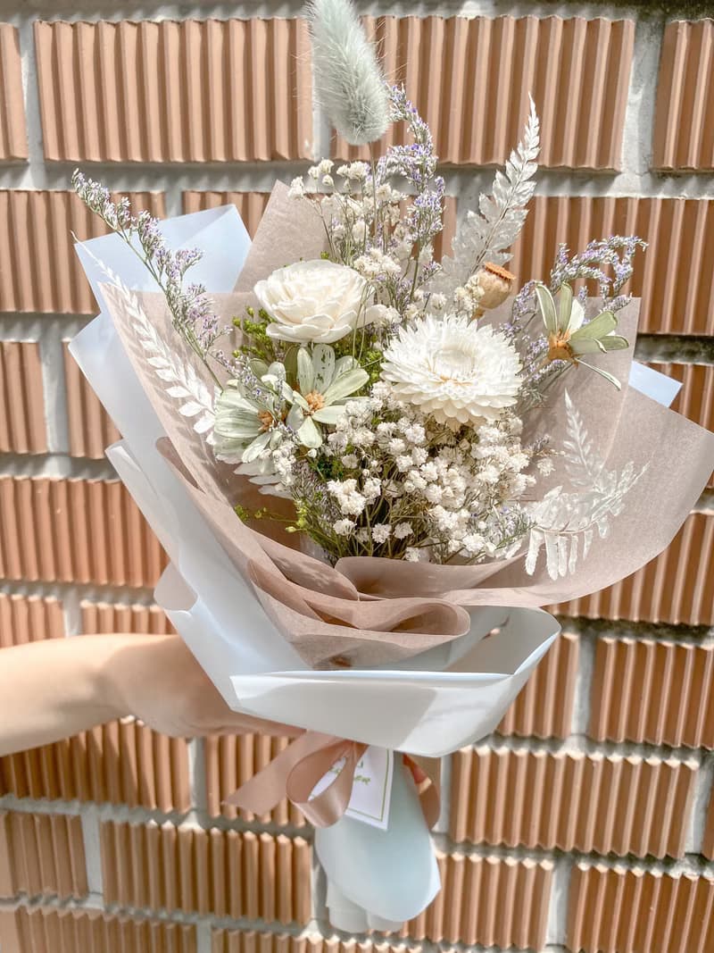 畢業花束/淺綠色/乾燥花