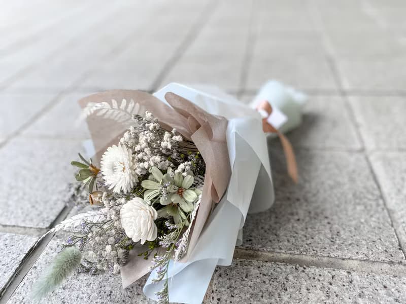 畢業花束/淺綠色/乾燥花