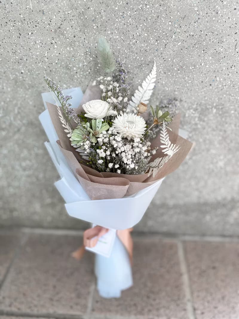 畢業花束/淺綠色/乾燥花