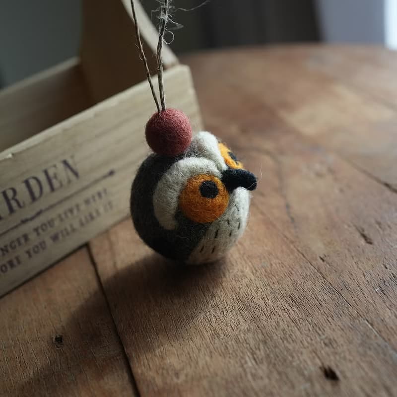 100% Wool 森林系列羊毛氈吊飾 _貓頭鷹_公平貿易