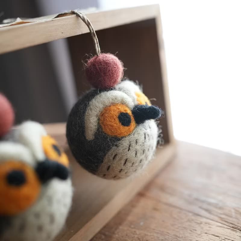 100% Wool 森林系列羊毛氈吊飾 _貓頭鷹_公平貿易
