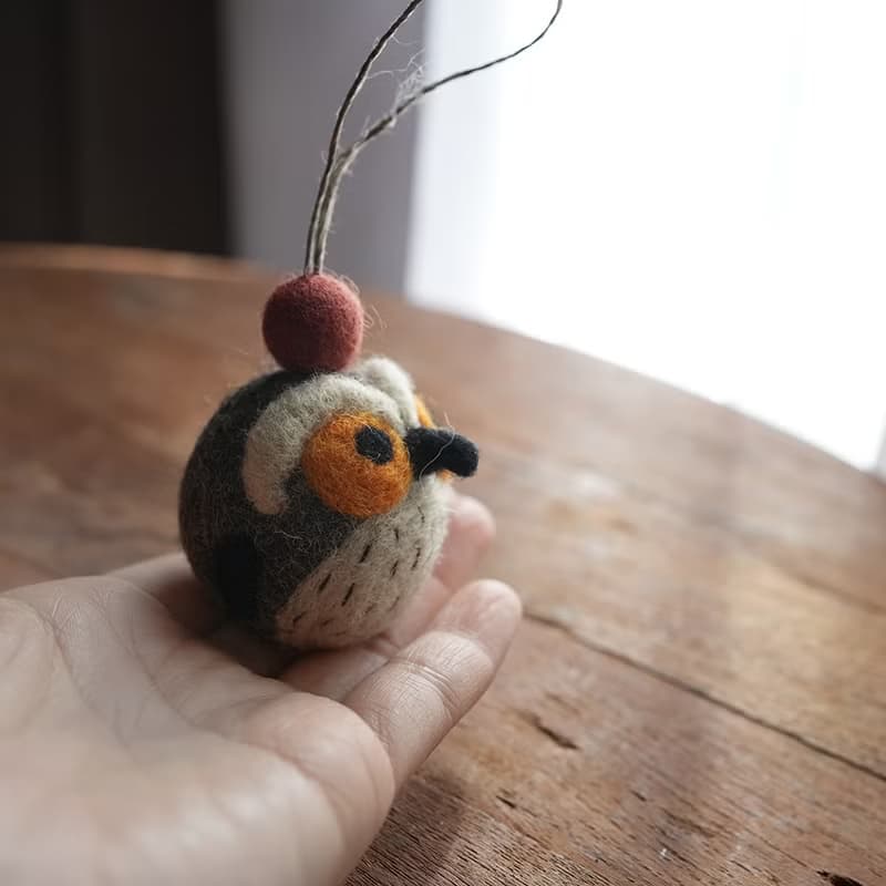 100% Wool 森林系列羊毛氈吊飾 _貓頭鷹_公平貿易