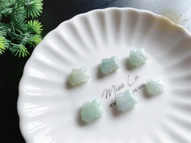 天然緬甸玉翡翠 冰綠底翡翠兔 心想事成 吉祥如意 手繩 禮物 手鍊