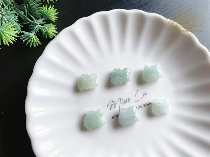 天然緬甸玉翡翠 冰綠底翡翠兔 心想事成 吉祥如意 手繩 禮物 手鍊