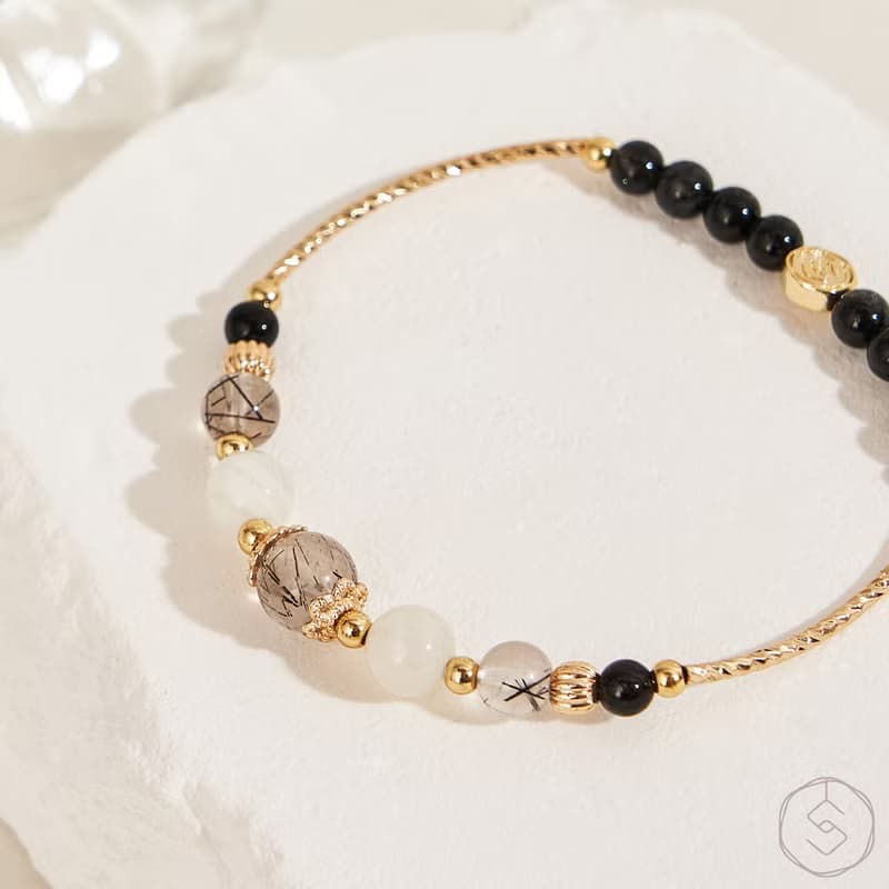 烏托邦 | 黑髮晶 月光石 | 天然水晶手鍊