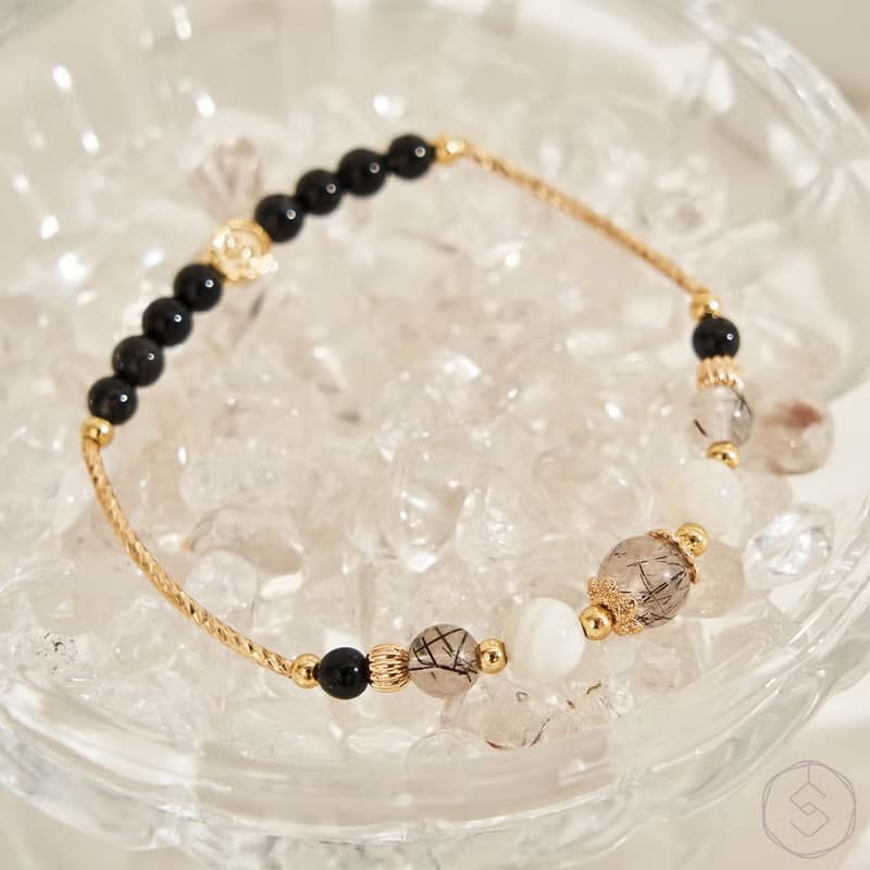 烏托邦 | 黑髮晶 月光石 | 天然水晶手鍊