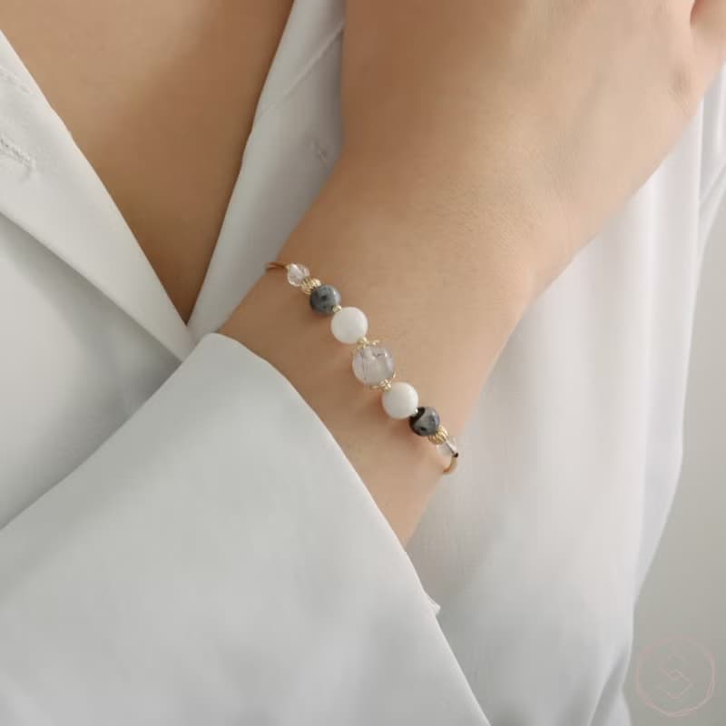 烏托邦 | 黑髮晶 月光石 | 天然水晶手鍊