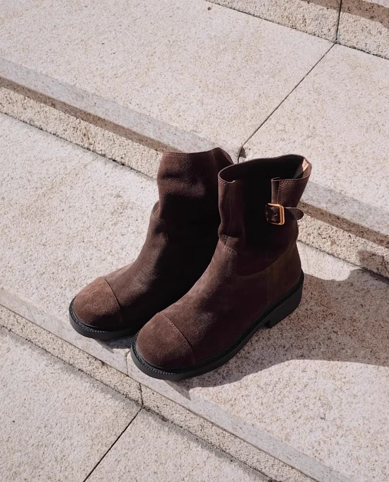 鬆弛感 絨面皺皺堆堆靴 工程師短靴 手工製