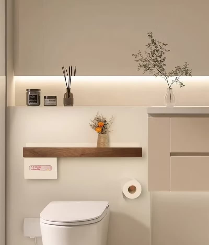 美妝護膚品收納架 浴室衛生間置物架 免釘安裝 胡桃木