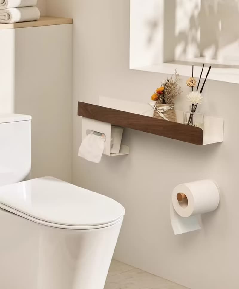 美妝護膚品收納架 浴室衛生間置物架 免釘安裝 胡桃木