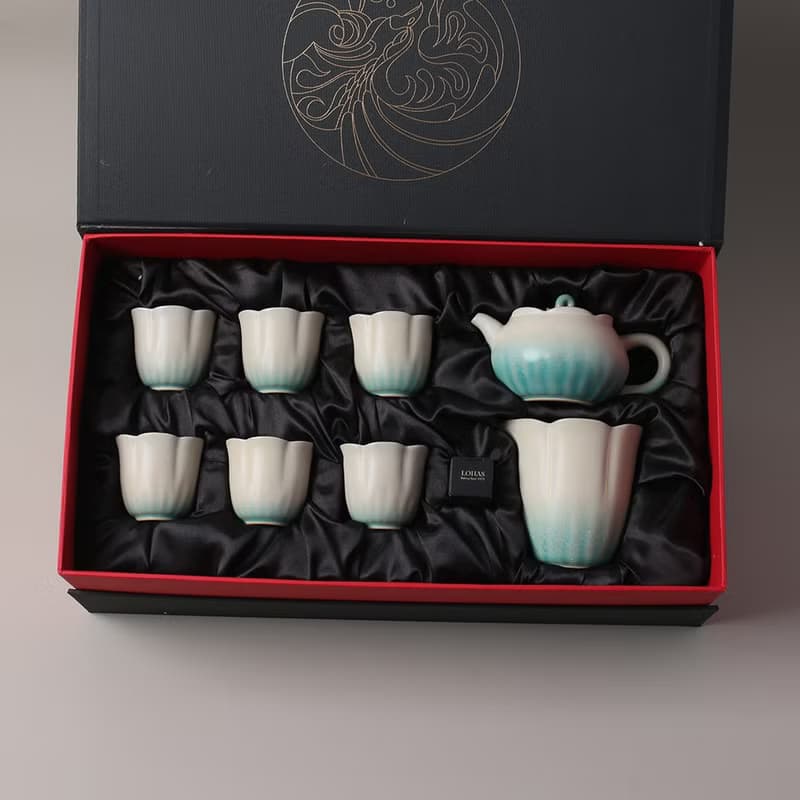 【中秋送禮】陸寶 清荷雅境茶組  茶具組 荷葉 1壺1海6杯  茶器