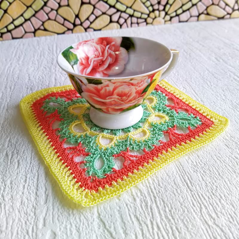 Coasters set of 2, Coasters for cups, Coasters square, 生日禮物, Doily lace coasters