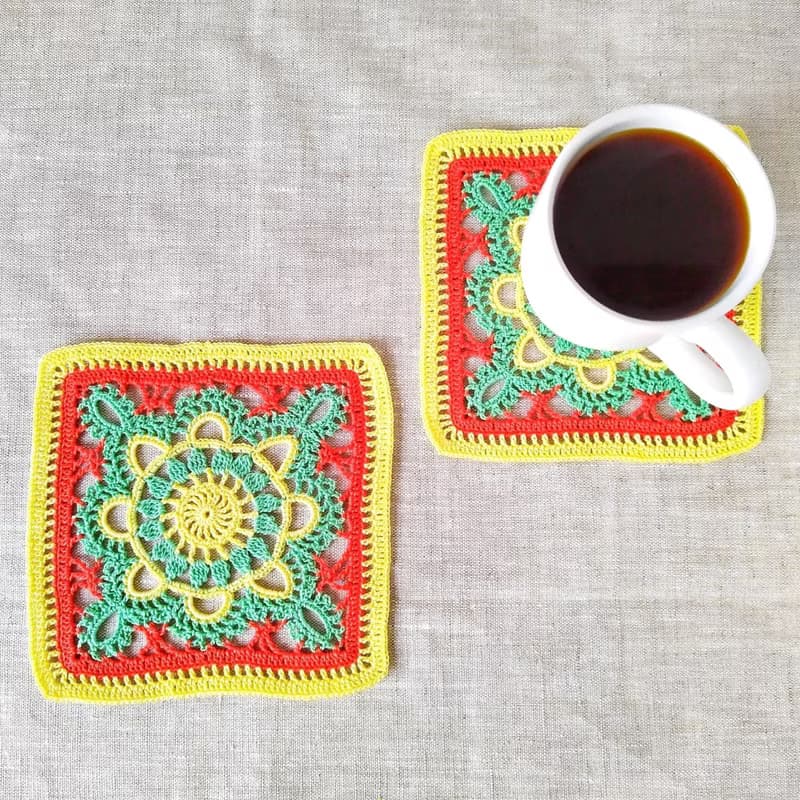 Coasters set of 2, Coasters for cups, Coasters square, 生日禮物, Doily lace coasters