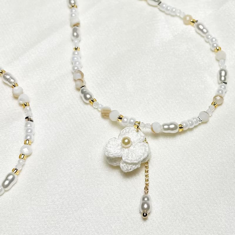 【 原創手作】微鉤小花 項鍊 手鍊 聖誕禮物 聖誕節 蕾絲 鉤針