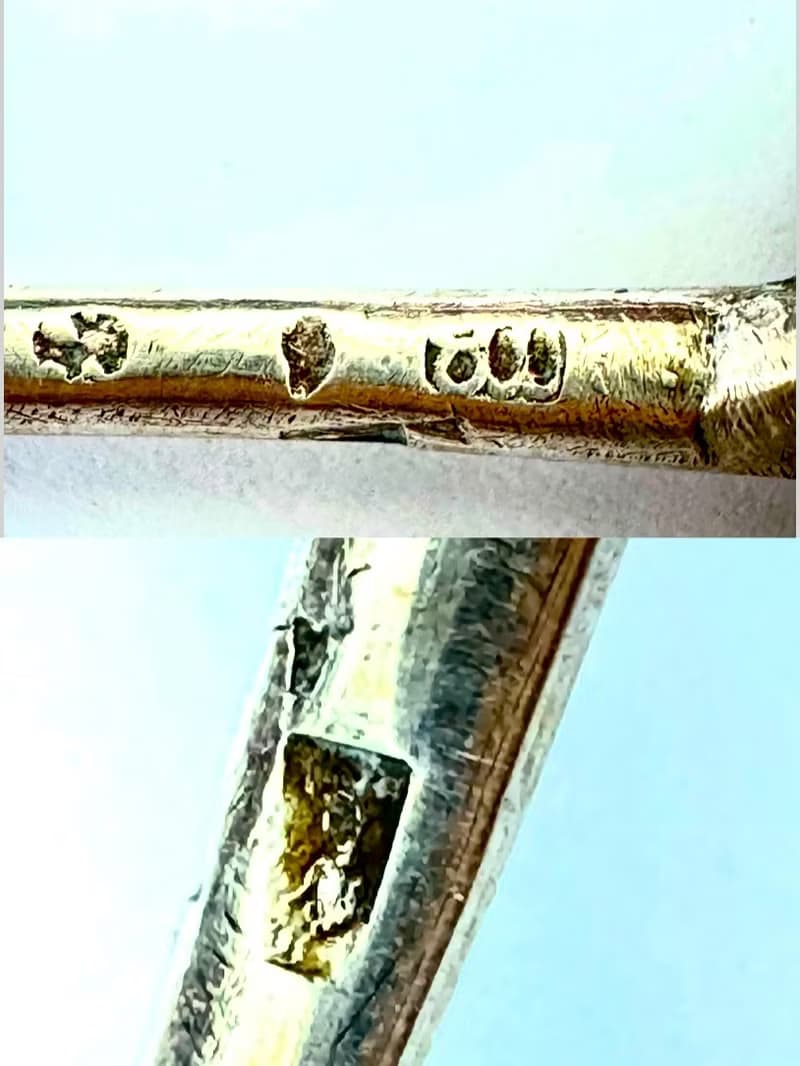 40860-絕美法國古董800純銀小提琴造型盒