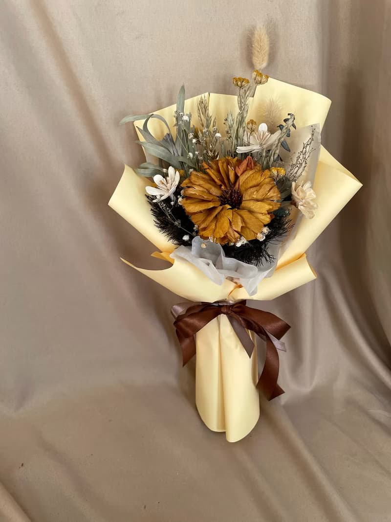 畢業花束 太陽花 乾燥花束 永生花 送禮花束 慶開幕