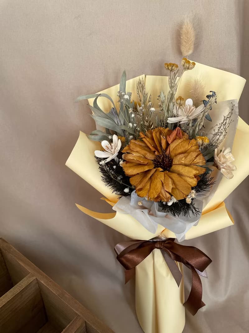 畢業花束 太陽花 乾燥花束 永生花 送禮花束 慶開幕