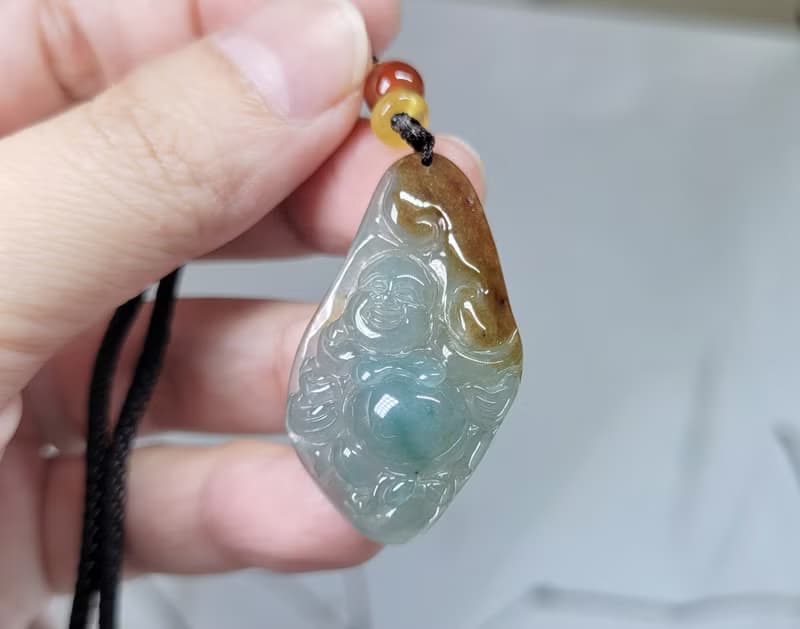 【親翠】 天然翡翠 鴻運當頭隨型彌勒佛項鍊 佛系 畢業禮物