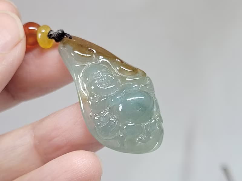 【親翠】 天然翡翠 鴻運當頭隨型彌勒佛項鍊 佛系 畢業禮物