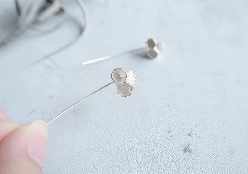925純銀 蜂巢 花 耳針耳環