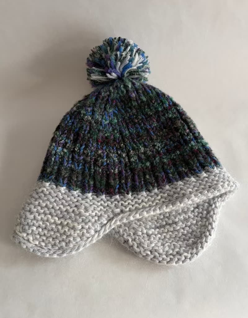 油畫風配色手工編織遮耳帽 / 毛線帽