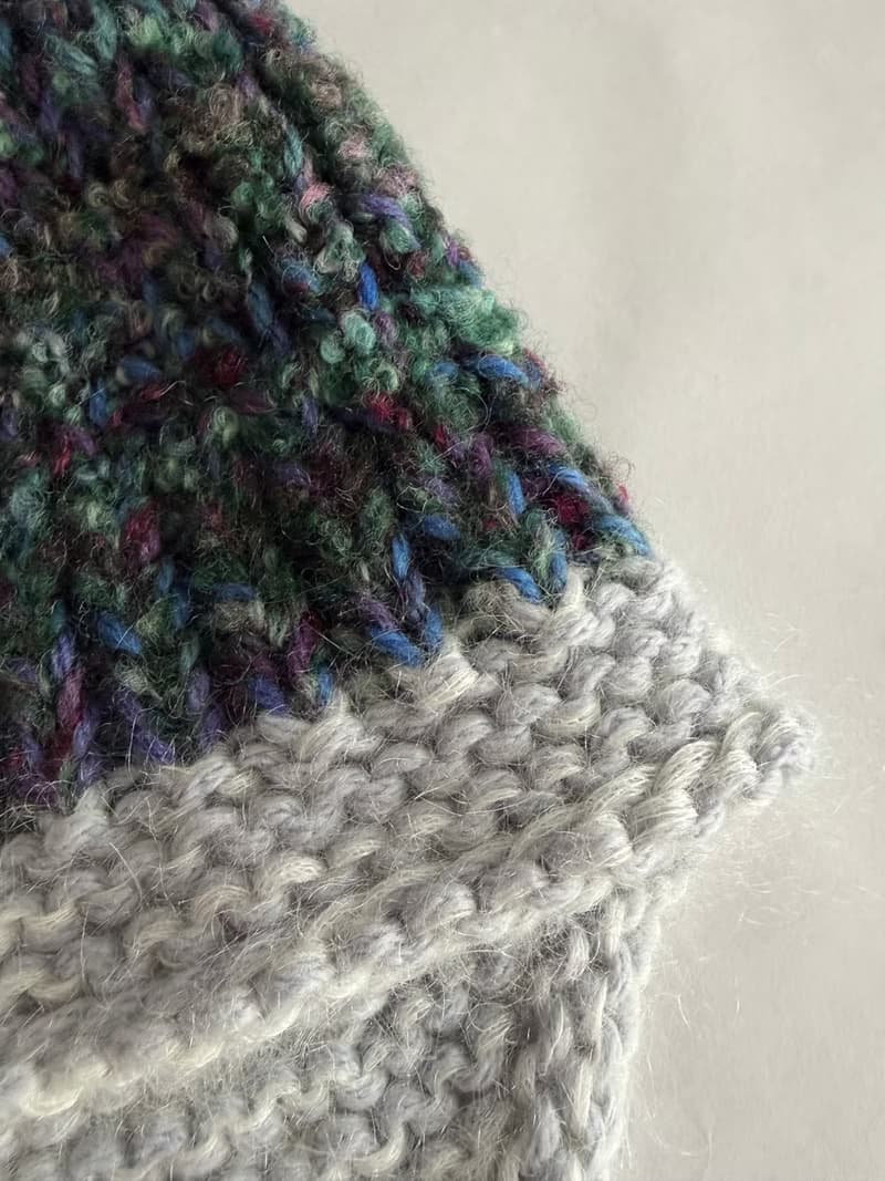 油畫風配色手工編織遮耳帽 / 毛線帽