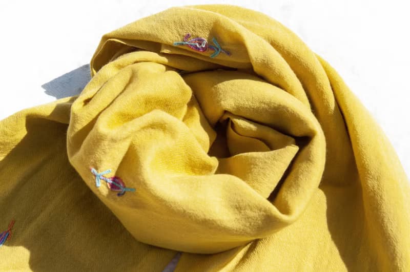 喀什米爾Cashmere/羊絨圍巾/純羊毛圍巾披巾/戒指絨披肩-刺繡花朵