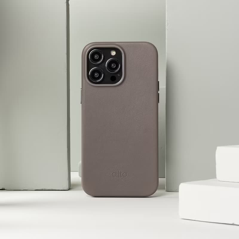 經典防摔皮革手機殼 iPhone 14系列 - 礫石灰