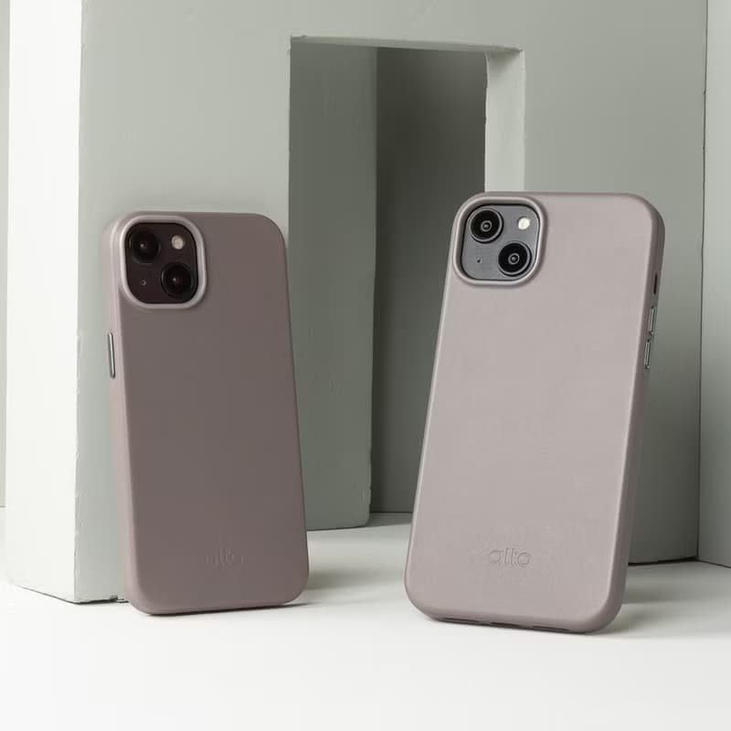 經典防摔皮革手機殼 iPhone 14系列 - 礫石灰