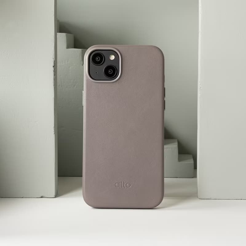 經典防摔皮革手機殼 iPhone 14系列 - 礫石灰