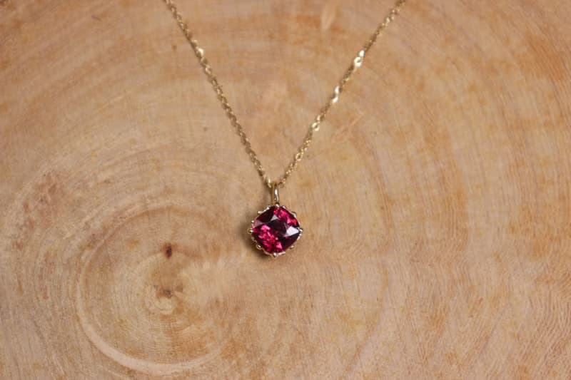 【流 nagare系列】k18玫瑰石榴石項鍊墜