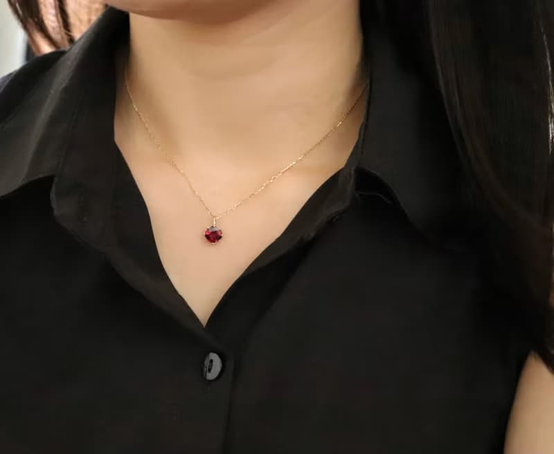 【流 nagare系列】k18玫瑰石榴石項鍊墜