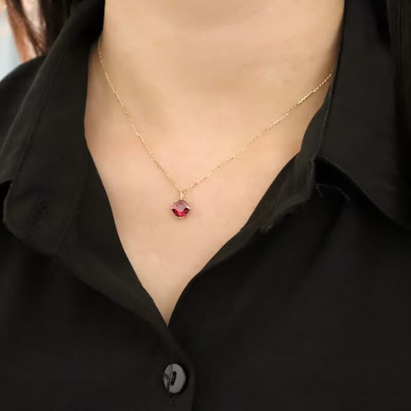 【流 nagare系列】k18玫瑰石榴石項鍊墜