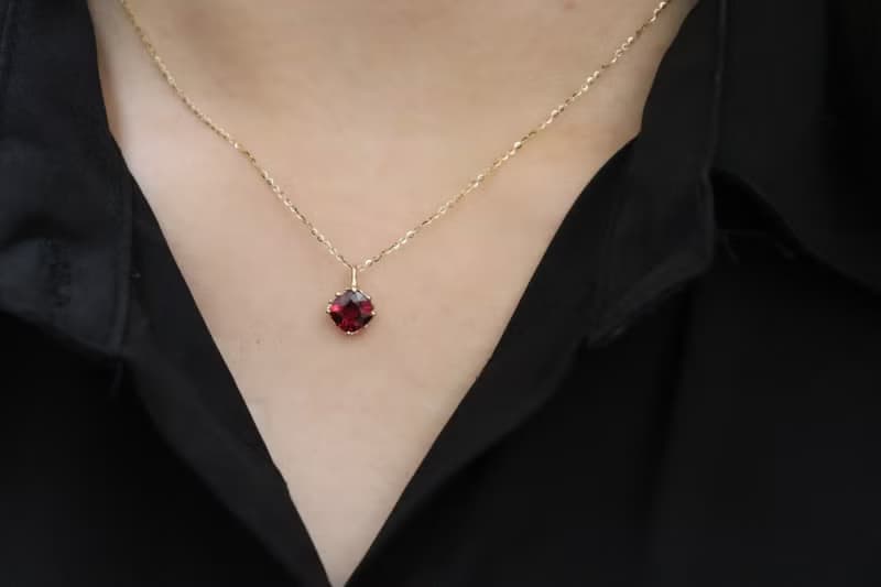 【流 nagare系列】k18玫瑰石榴石項鍊墜