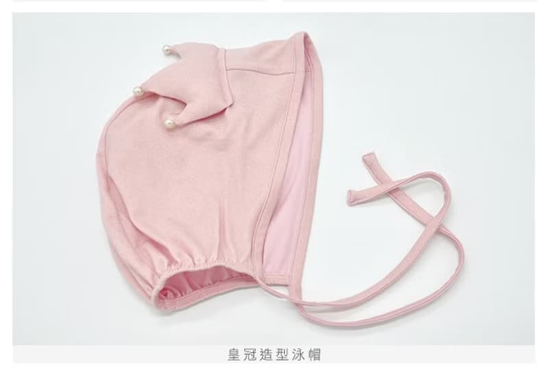 Ángeles-荷葉後綁帶連身泳裝+造型泳帽