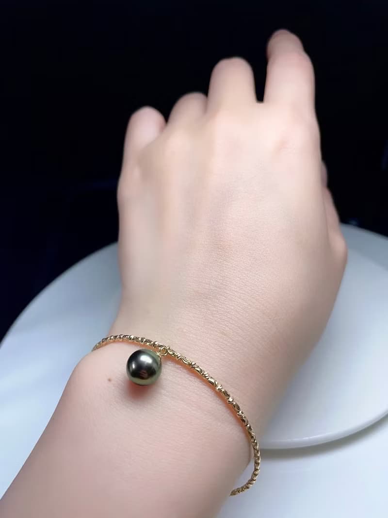 光影之滴大溪地天然珍珠南洋珍珠真珠珍珠手環18K珍珠手鐲手鍊