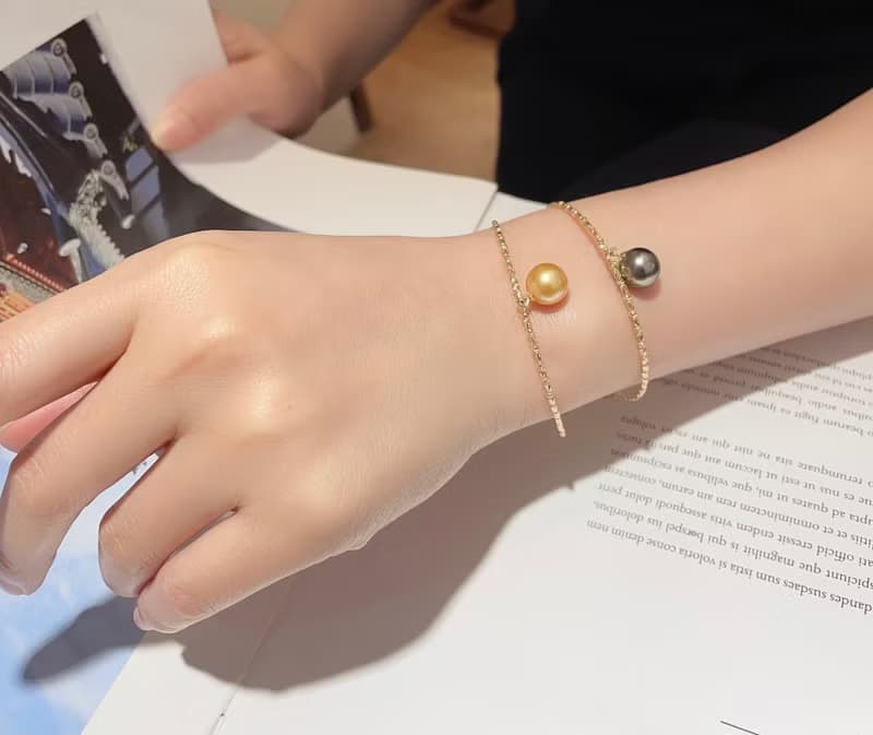 光影之滴大溪地天然珍珠南洋珍珠真珠珍珠手環18K珍珠手鐲手鍊