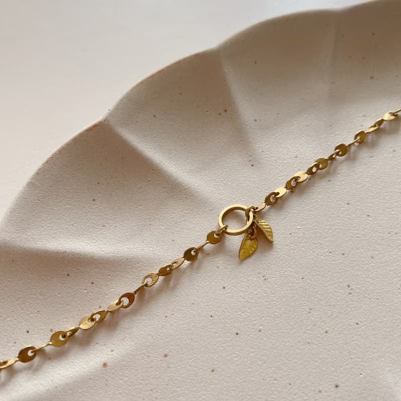 秋葉-小葉片黃銅手鍊