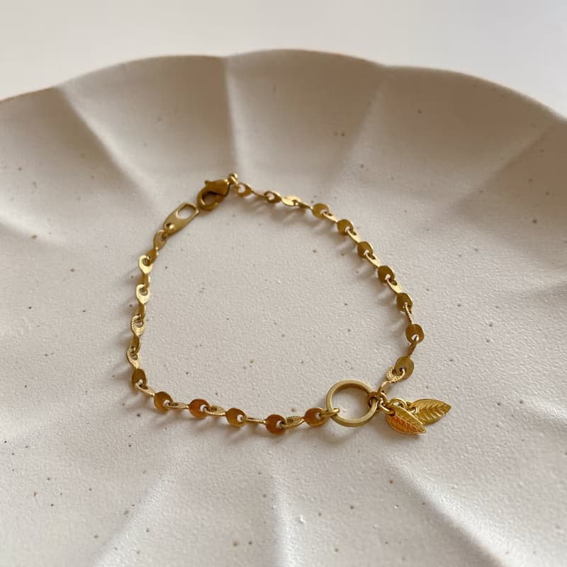 秋葉-小葉片黃銅手鍊