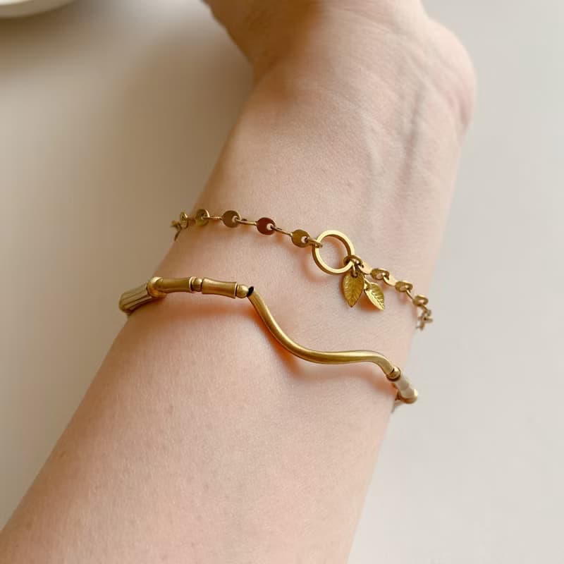 秋葉-小葉片黃銅手鍊