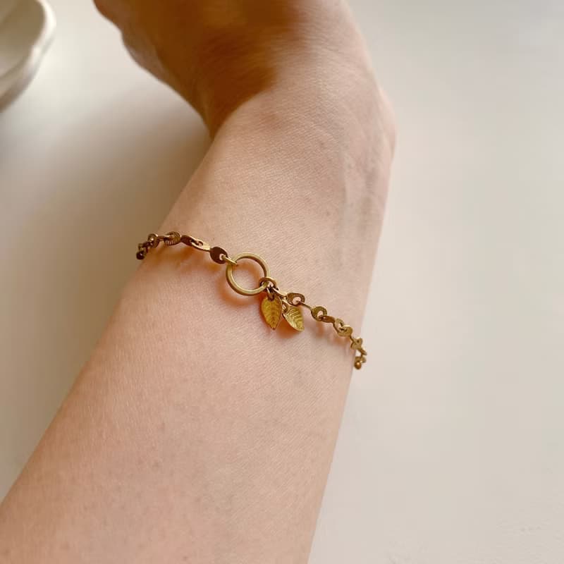 秋葉-小葉片黃銅手鍊