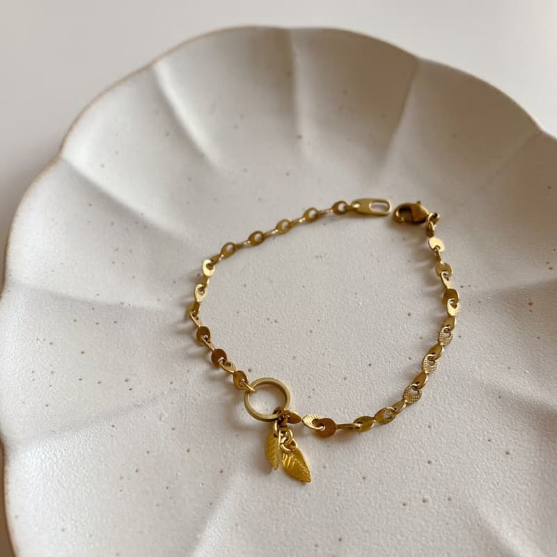 秋葉-小葉片黃銅手鍊