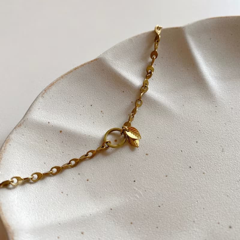 秋葉-小葉片黃銅手鍊