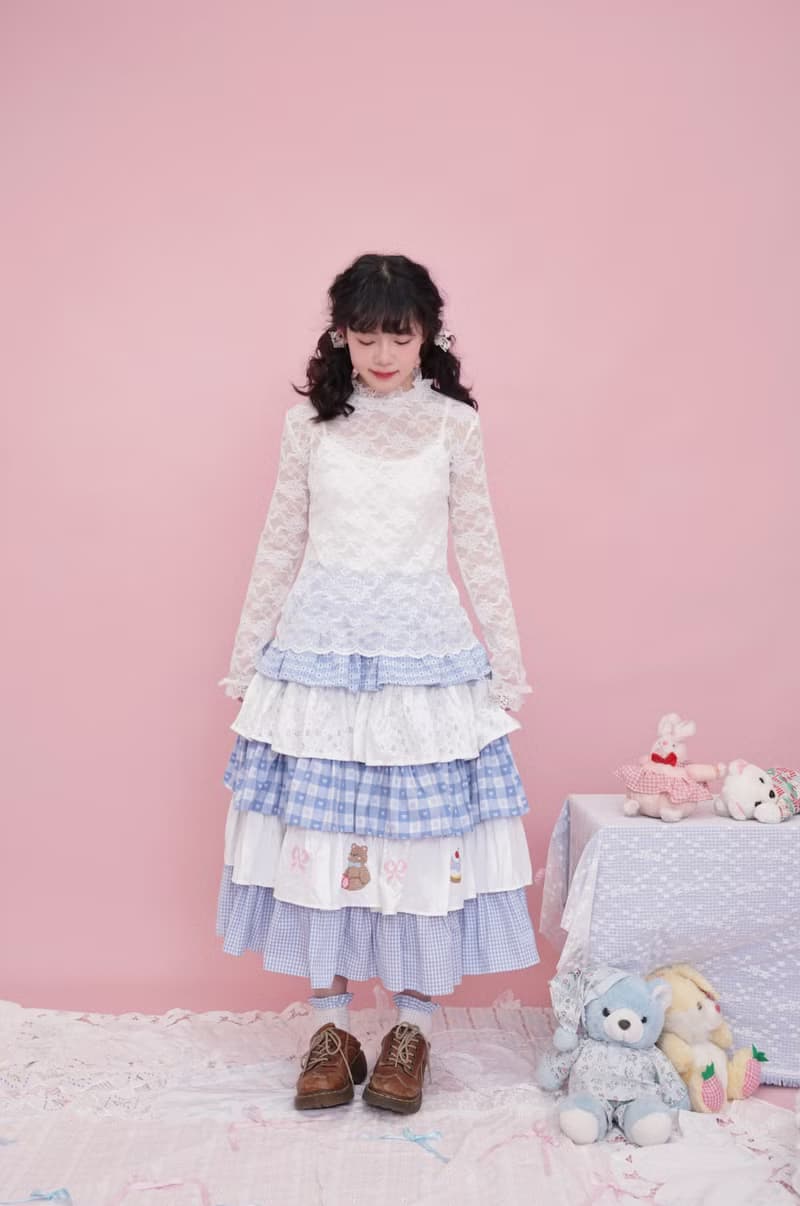 甜美少女 花邊玫瑰蝴蝶結 蕾絲上衣