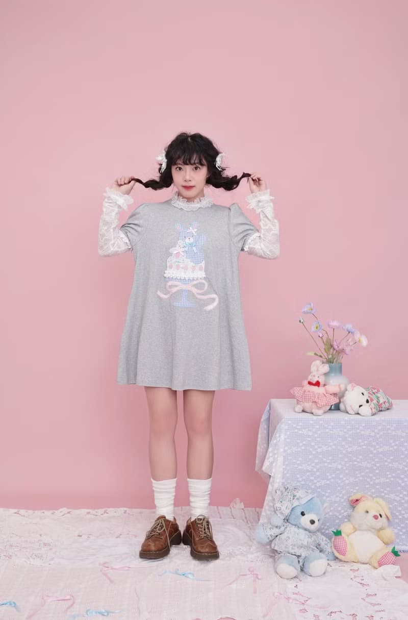 甜美少女 花邊玫瑰蝴蝶結 蕾絲上衣