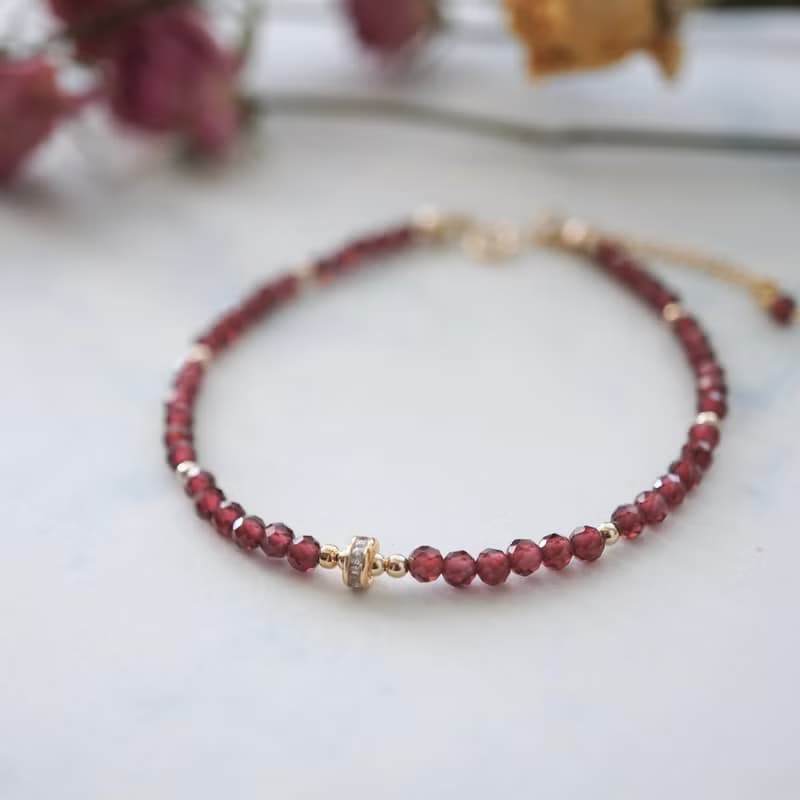 ITS-B108【設計款・石榴石】天然石水晶手鍊手環