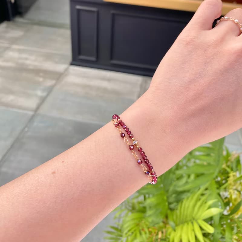 ITS-B108【設計款・石榴石】天然石水晶手鍊手環