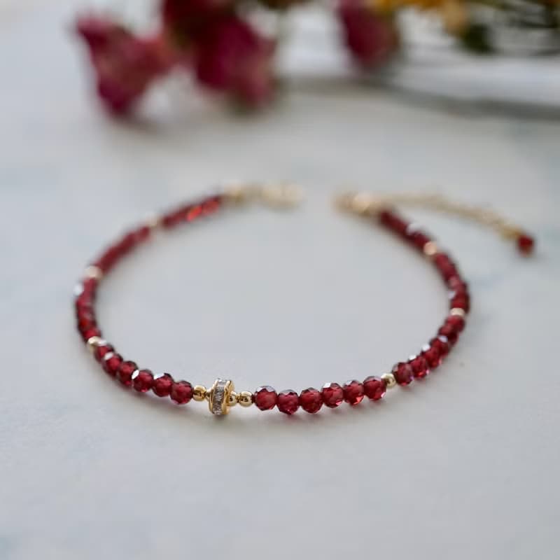 ITS-B108【設計款・石榴石】天然石水晶手鍊手環