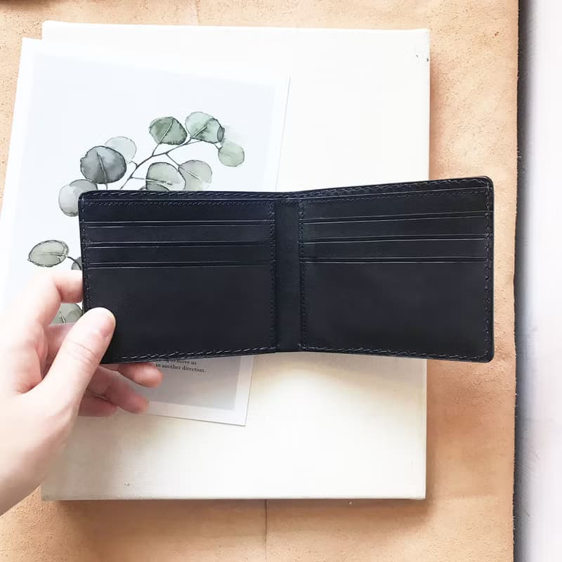 真皮短夾│6卡片層│黑